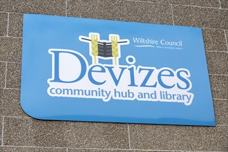Wiltshire County Council community hub and library sign