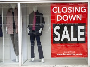 Window poster banner Closing Down sale at Bonmarche shop