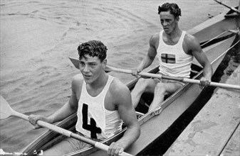 Sven Johansson and Eric Bladstroem won the gold medal in the folding boat double for Sweden