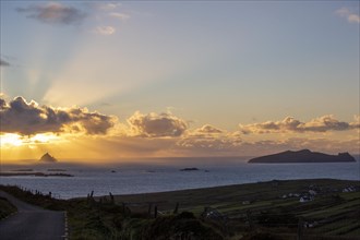 View of two of the Blasket Islands at sunset on a lovely evening