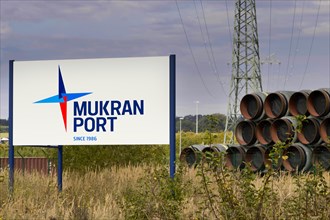 Sign from Mukran Port and the gas pipeline for Nordstream 2