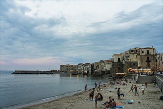 View of the town of Cefalu with beach