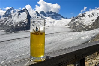 Beer glass with Appenzeller beer at the Konkordiahuette