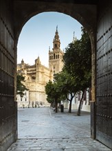 Door leading to the Juderia or Jewish quarter with La Giralda