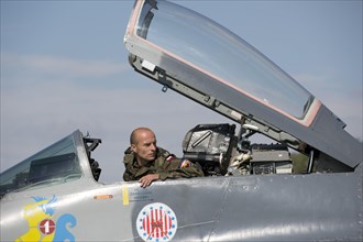 Polish pilot in the cockpit of the Mikoyan-Gurevich MIG-29 Fulcrum