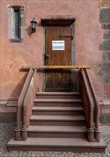 Blocked entrance to the Frankfurt Cathedral Tower
