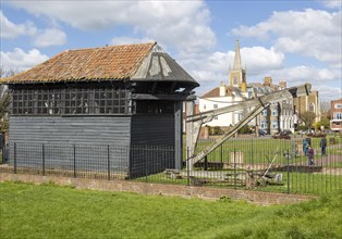 Treadwheel crane built 1667 on the Green at Harwich