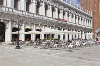 Tourists at Caffe Chioggia in St Mark's square