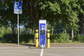 Car power charging station on highway resting place
