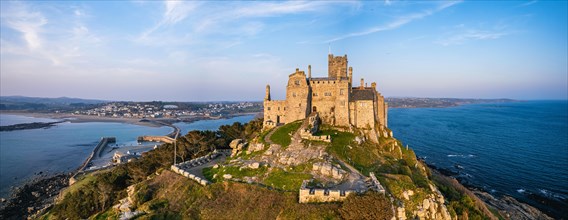 Panorama over St Michaels Mount in Marazion