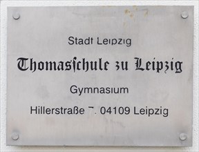 Sign of the Thomas School in Leipzig at the entrance