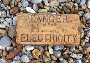 Close up of old brick Danger Electricity