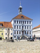 Town Hall and Paradise Fountain on the market square in Bischofswerda