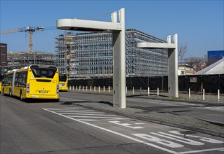 Parking for electric buses of the Berliner Verkehrsbetriebe at the Zoologischer Garten bus station