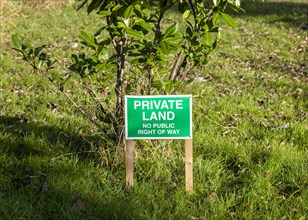 Private land no public right of way sign Suffolk