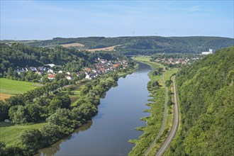 View of the Weser Valley from the Weser Skywalk towards Wuergassen