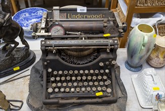 Vintage Underwood typewriter on display as an auction lot