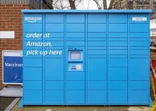 Blue Amazon pick up point collection hub locker site