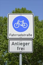 Traffic sign bicycle lane residents only