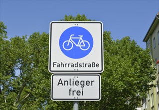 Traffic sign bicycle lane residents only