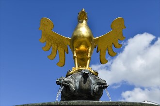Market fountain with golden eagle