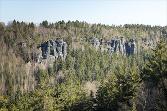 Viewpoint Johanniswacht on the rocky landscape in the Bielatal
