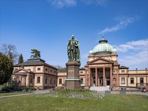 Kaiser-Wilhelms-Bad with monument to Kaiser Wilhelm I in the spa gardens