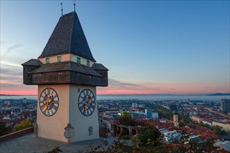 Cityscape of Graz and the famous clock tower