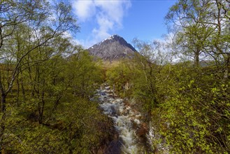 River Coupal and mountain range Buachaille Etive Mor