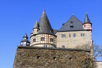 View of towers of double castle Buerresheim Castle with Trier Castle from Middle Ages