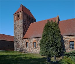 Village church built of fieldstones in Werder