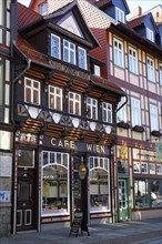 Cafe Wien in richly decorated historic half-timbered house dating from 1583