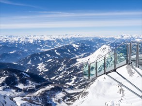 Blue sky over alpine winter landscape