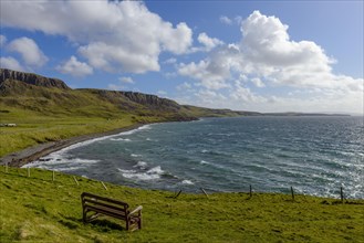 Coastal landscape with bench