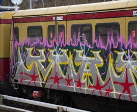 Berlin S-Bahn carriage smeared in graffiti