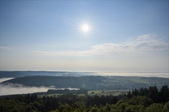 View from Katzenbuckel mountain with morning sun