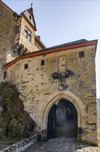 View of castle gate of double castle Buerresheim from Middle Ages