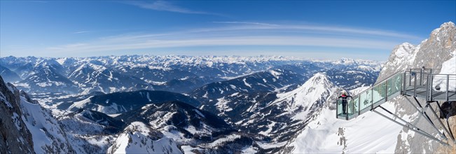 Blue sky over alpine winter landscape