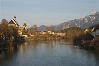 View across the Lech River to the Franciscan Monastery