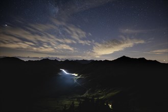 View of the Milky Way and Furka Pass Road from Portlakopf