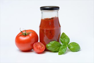 Bottle with tomato sauce