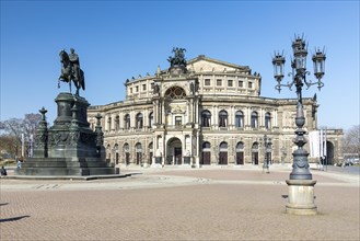 Semper Opera House and King Johann Monument on the Theaterplatz