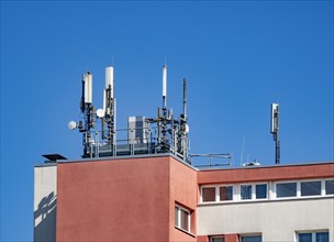 Mobile phone masts on a high-rise building