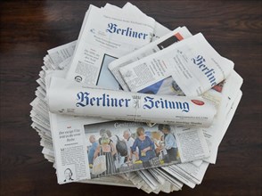 Stack of daily newspapers Berliner Zeitung