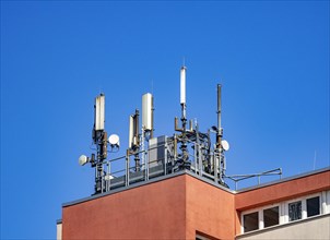 Mobile phone masts on a high-rise building