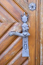 Door handle on the portal to the Catholic St. Nikolai Church