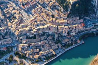 Aerial view of the old town of Sisteron