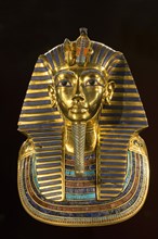 A replica of Tutankhamun golden burial mask at the San Diego Natural History Museum