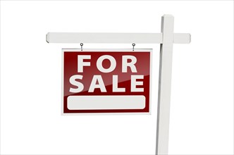 Home for sale real estate sign isolated on a white background with clipping path