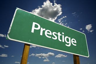 Prestige road sign with dramatic clouds and sky